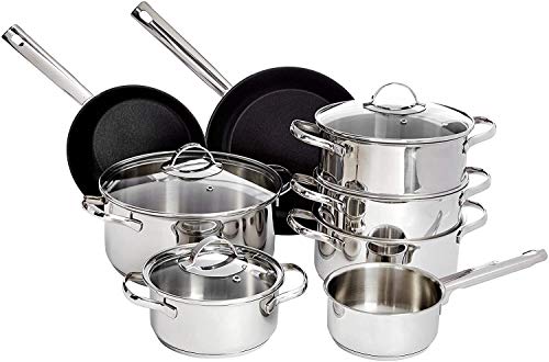 AmazonBasics 11-Piece Stainless Steel Induction Cookware Set...