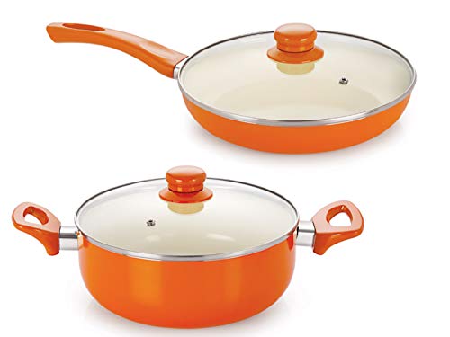 Nirlon Non-Stick Ceramic Cookware Set, 2-Pieces, Orange
