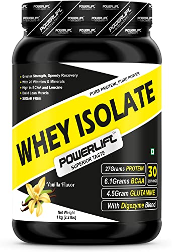 PowerLift Whey Isolate Sugar Free[1kg Vanilla, 2.2lbs], 27G...