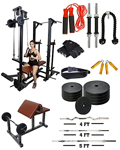 FIT Kart ABS Tower latpull Down Flat Bench Equipment - 80 kg...