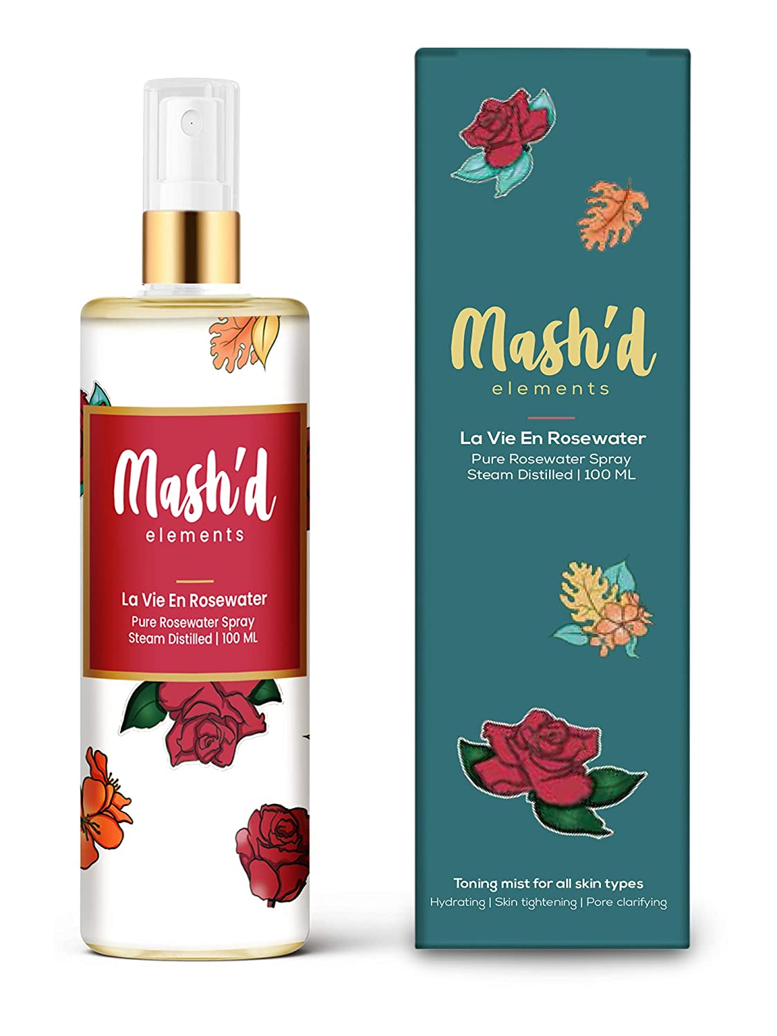 Mash'd elements' Luxurious Steam Distilled 100% Natural Rose Water